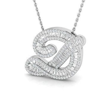 ‘D’ Initial Pendant with 0.65ct Baguette-Cut Diamonds