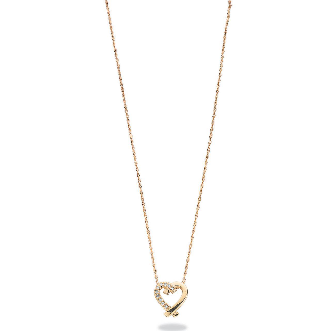 Yellow Gold 0.05ct Diamond Heart Pendant with 18in/45cm Chain