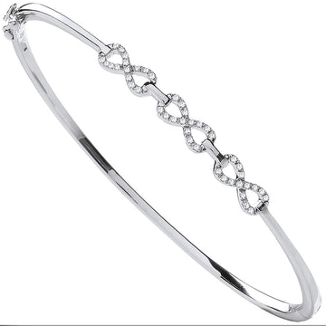 White Gold 0.15ctw Small Infinity Diamond Bangle